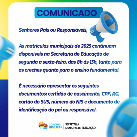 Matriculas para creches e ensino fundamental seguem abertas